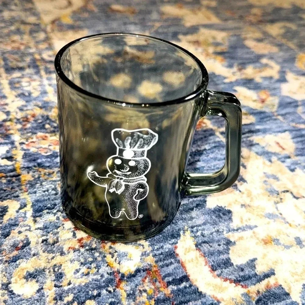 VTG The Pillsbury Doughboy Co. Clear Glass Doughboy Coffee/Tea Mug Cup
